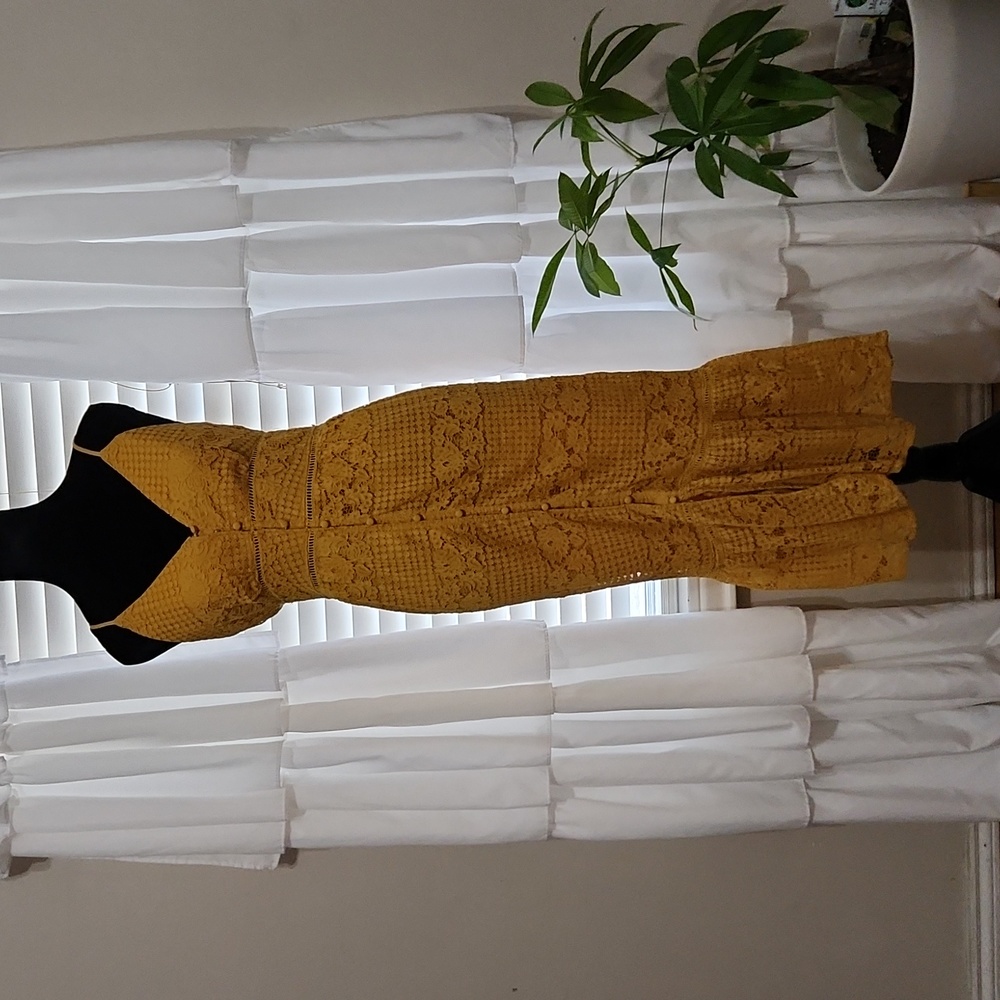 Women's Francesca's Lace Mustard Yellow Dress size Small
